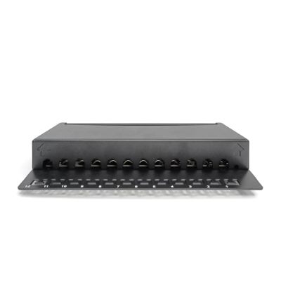 4. Digitus Desktop-Patchpanel 12x RJ45, LSA-Level, Cat.6A, geschirmt, schwarz, Kabelführung