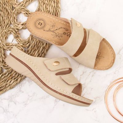 11. eVento W EVE224B beige Keilsandalen mit Klettverschluss 