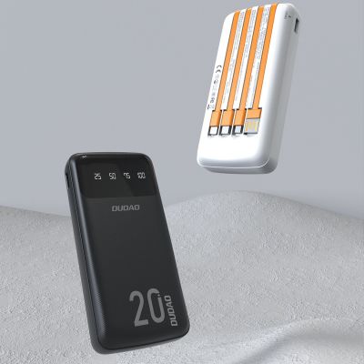 6. Dudao Powerbank mit hoher Kapazität und 4 integrierten Kabeln 20000mAh USB Typ C + Micro-USB + Lightning + USB-A (Eingang) - weiß (Dudao K6Pro+)
