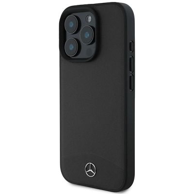 2. Mercedes MagSafe-Hülle aus strukturiertem und glattem Leder für iPhone 16 Pro – Schwarz