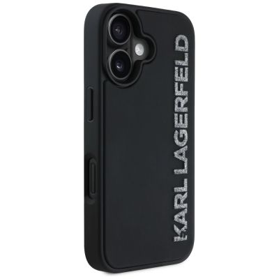 4. Karl Lagerfeld HC 3D Rubber Längliche Glitzer iPhone 16 Hülle - Schwarz