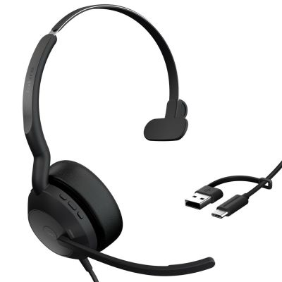 3. Jabra Evolve2 50 Headset mit Kabel, Kopfbügel, Büro/Callcenter, USB Typ-C / USB Typ-A, Bluetooth, Schwarz