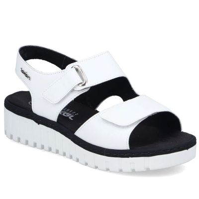9. Weiße Keilsandalen aus Leder von Rieker, Modell V1382-80