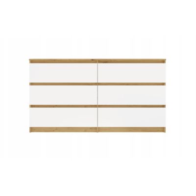 5. M6 MALWA Kommode 140 cm 6 Schubladen Kunst/Weiß Set