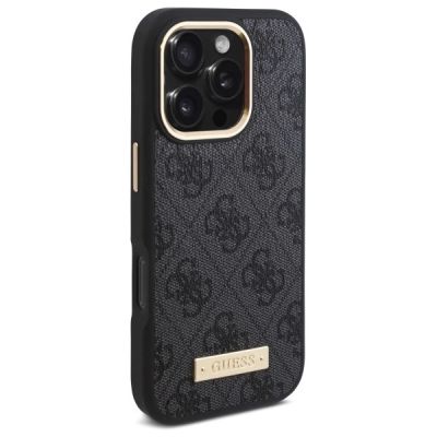 4. Guess 4G Logo Plate MagSafe-Hülle für iPhone 16 Pro – Schwarz