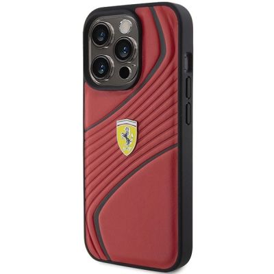 2. Ferrari Twist Metal Logo Hülle für iPhone 15 Pro – Rot