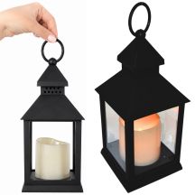 Dekorative Laterne 23 cm LED, batteriebetrieben, schwarz
