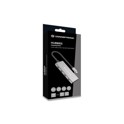 10. Conceptronic HUBBIES16G USB 3.2 Gen 2 (3.1 Gen 2) Typ-C Hubs und Hubs 10000 Mbit/s Grau