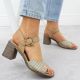 6. Damen-Sandalen mit Flechtoptik und Blockabsatz, beige M.Daszyński MR24125-4