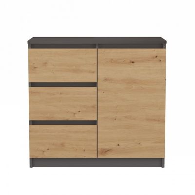 4. Kommode mit 1 Tür und 3 Schubladen, Anthrazit/Artisan-Set