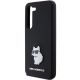 6. Karl Lagerfeld Silikon Choupette Metal Pin Hülle für Samsung Galaxy S23 – Schwarz
