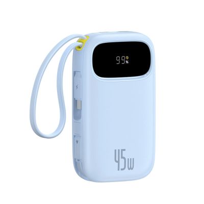 Baseus EnerFill FC31 20000mAh 45W Powerbank mit Display, USB-C- und Lightning Kabeln – Blau