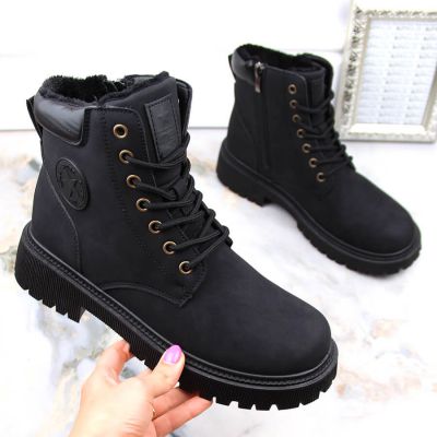 11. NEWS W EVE364A schwarze isolierte Wanderstiefel mit Reißverschluss
