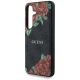 6. Guess Leather 4G Flowers Print Metal Classic Logo MagSafe Hülle für Samsung Galaxy S25 - Schwarz