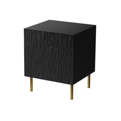 Nachttisch-Set, 2-teilig, JUNGLE, 53,5 x 40,5 x 44 cm, mattschwarz + goldene Beine
