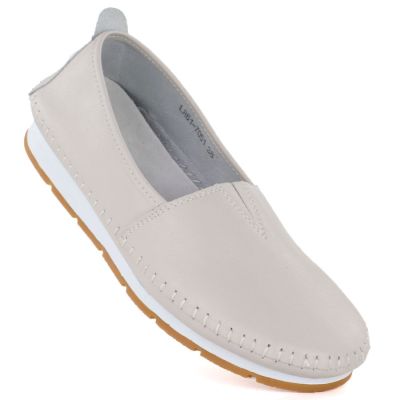 2. Beigefarbene Damen-Slipper aus Leder, Modell S.Barski LR61-7051