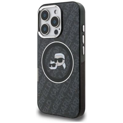 2. Karl Lagerfeld IML Glitter Karl & Choupette Heads Logo MagSafe Hülle für iPhone 16 Pro Max - Schwarz
