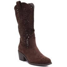 Damen-Cowboystiefel mit Lochmuster, schokoladenbraun, S.Barski HY62-8126
