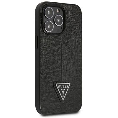 4. Guess Saffiano Triangle Logo Hülle für iPhone 14 Pro Max - schwarz