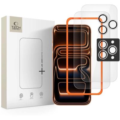 4. Tech-Protect Easy Set+ 3er-Pack Panzerglas für iPhone 16 Pro / 17 Pro - transparent
