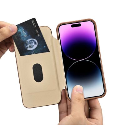 19. iCarer CE Premium Leather Folio Case iPhone 14 Pro Magnetic Flip Leather Folio Case MagSafe braun (WMI14220714-BN)