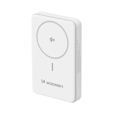 21. Powerbank Wozinsky WLWP-10KA0Y3WS 22,5W PD Qi2 10000 mAh, mit Ständer, 1x USB-A, 1x USB-C - weiß