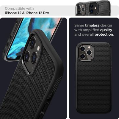 23. Spigen Liquid Air Hülle für iPhone 12 / iPhone 12 Pro – Mattschwarz