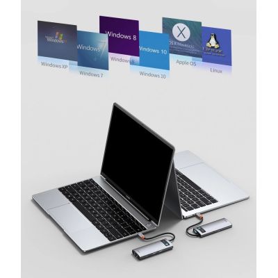 19. HUB Baseus Metal Gleam 6in1 USB-C - USB-C PD 100W 1x HDMI 4K 30Hz 3x USB-A 3.2 1x RJ45 - grau