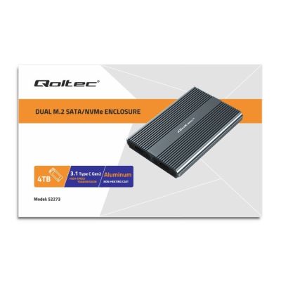 6. Qoltec-Gehäuse | M.2-SSD-Laufwerksschacht | SATA | NVMe | USB-C | Dual 2 x 2 TB