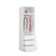 3. Garderobenschrank OPENO 1W1P3S WEISS – Modulares Regal mit Kleiderstange und 3 Schubladen