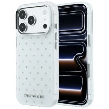 Karl Lagerfeld IML Strass-Hülle mit galvanisiertem Logo für iPhone 17 Pro / 18 Pro – Weiß