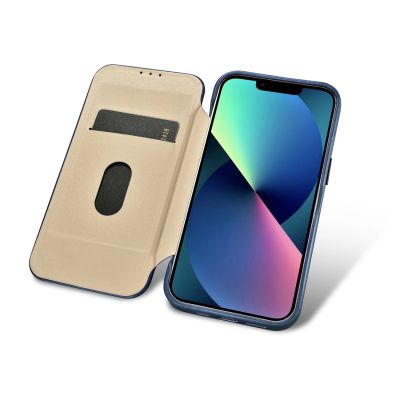 17. iCarer CE Oil Wax Premium Leather Folio Case iPhone 14 Plus magnetische Klapphülle MagSafe blau (AKI14220707-BU)