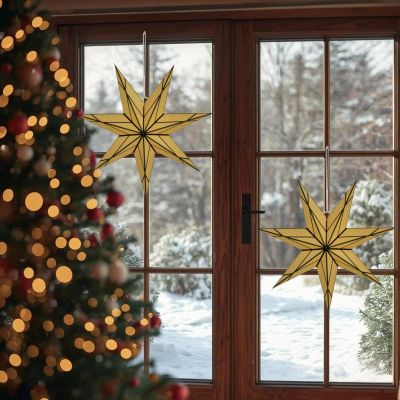 6. PAPIERDEKORATION STERN 50 CM 7 ARME CREME