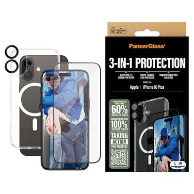 PanzerGlass Bundle 3in1 iPhone 16 Plus 6,7" D3O Hardcase + Displayschutz UWF+ Objektiv B1293+2863+1283