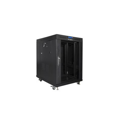 3. 19" 15U 600x800 schwarzes LCD-Rackgehäuse mit Glastür von Lanberg (Flat Pack) V2
