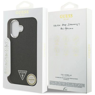 8. Guess Glitter Triangle Logo MagSafe Case für iPhone 17 - Schwarz