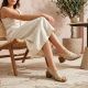 14. Bequeme goldene Damensandalen mit Blockabsatz M.Daszyński SA262-3