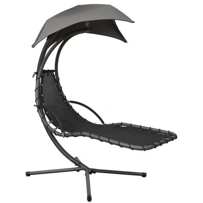 3. LIZBONA Schaukelstuhl mit Sonnenschirm 190 x 117 x 195 cm, Grau-Türkis