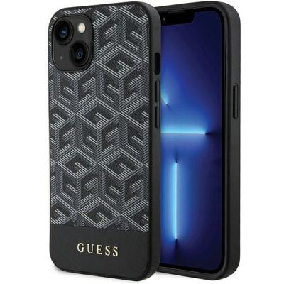 Guess GCube Stripes MagSafe Hülle für iPhone 15 / 14 / 13 – Schwarz