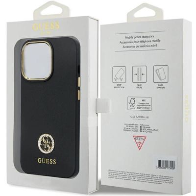 8. Guess 4G Silikon-Logo-Strass-Hülle für iPhone 13 Pro Max – Schwarz