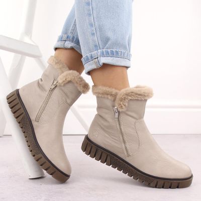 18. Damen-Stiefeletten mit Fellfutter, beige, Rieker Y3481-60
