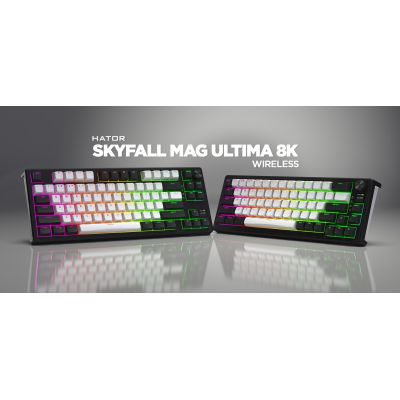 9. HATOR Skyfall 80 MAG ULTIMA 8K kabellose Gaming-Tastatur USB + RF + Bluetooth QWERTZ US-Englisch Schwarz, Weiß