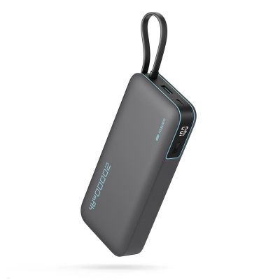 Cuktech CUKP200NGLDG 55W 20000mAh Powerbank mit integriertem USB-C-Kabel - Grau