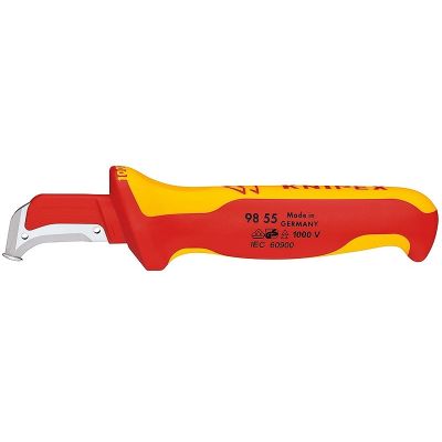 3. Knipex Kabelmantelmesser 009855 Metallic, Rot, Gelb Feststehendes Messer