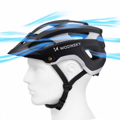6. Wozinsky MTB-Fahrradhelm mit abnehmbarem Visier, leicht, Größe L – schwarz und silber