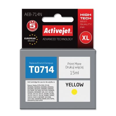 Activejet AEB-714N Tinte (ersetzt Epson T0714, T0894, T1004; Supreme; 15 ml; gelb)