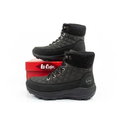 10. Lee Cooper Damen Winter-Wandersportschuhe, isoliert, schwarz, Öko-Leder