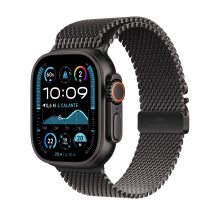 Apple Watch Ultra 2 GPS + Cellular 49 mm Titangehäuse mit schwarzem Titan-Milanese-Armband – Größe M
