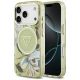 Guess IML Glitter Flowers Dreieckige MagSafe Hülle für iPhone 17 Pro Max - Grün