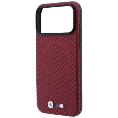 6. BMW M Carbon Printed Ring MagSafe Hülle für iPhone 18 Pro / 17 Pro – burgunderrot